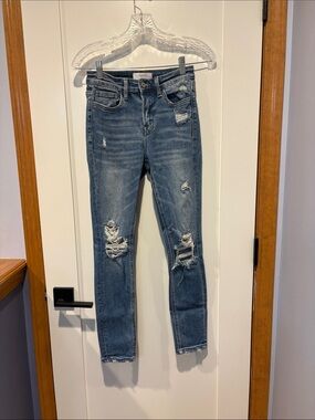 VERVET by Flying Monkey Light Blue Skinny Distressed Jeans